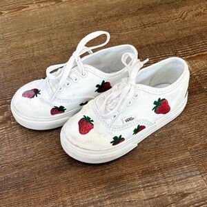 Vans Kids White Sneakers with Strawberry Design
